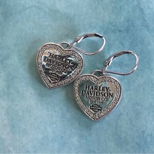 Harley-Davidson 925ss Silver Heart Charm Earrings